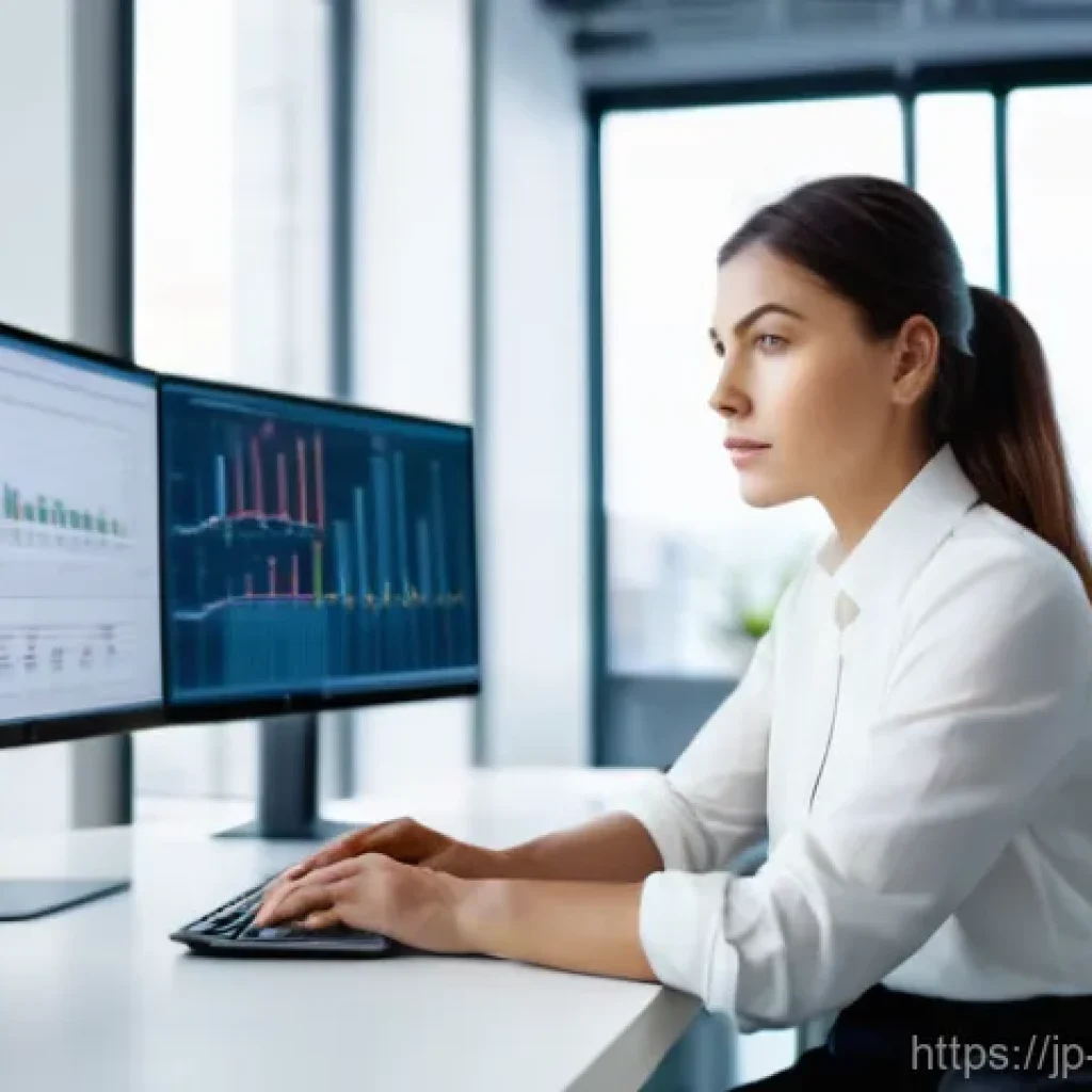 빅데이터 분석가로 전직하려면 알아야 할 것들 - **Prompt 1: Focused Data Analyst in a Modern Workspace**
A highly detailed, realistic image of a...